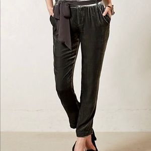Anthropologie, Elevenses Grey Velvet Pants, Size 4